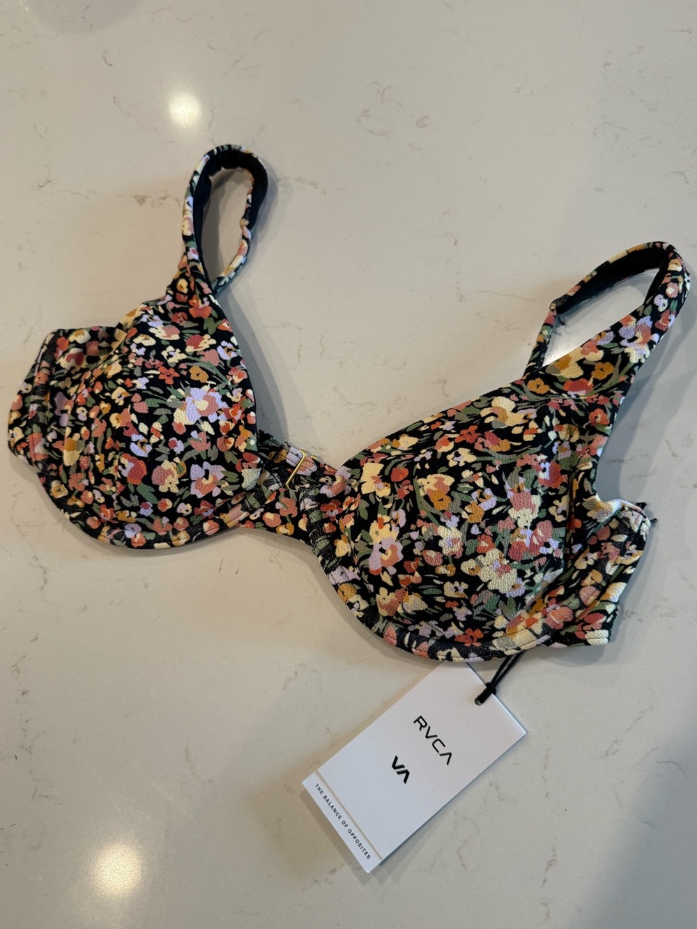 RVCA Floral Quincy Underwire Swim Top NWT Size XL